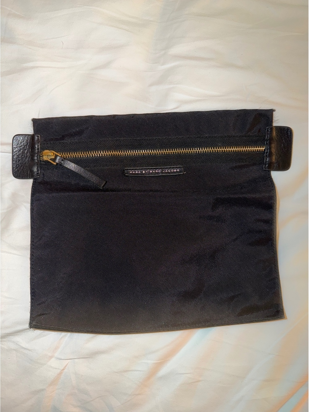 Marc by Marc Jacobs Black Nylon Organizer Insert Bag Clutch Gold Zipper